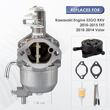 Carburetor for Kawasaki Engine EZGO RXV, 2010-2015 TXT,2010-2014 Valor ST 400 MPT 800 Refresher 1200 Cushman 280 Commander 2200 Bellhop, Carb for 13HP FJ400D Engine Motor Golf Cart