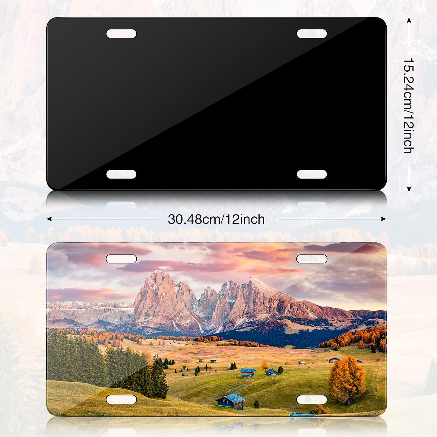 12 Pack Sublimation License Plate Blanks, Heat Thermal Transfer Sheet DIY Picture Sublimation Blank,Metal Aluminum Automotive License Plate Plates Tag for Custom Design Work(Black, White)