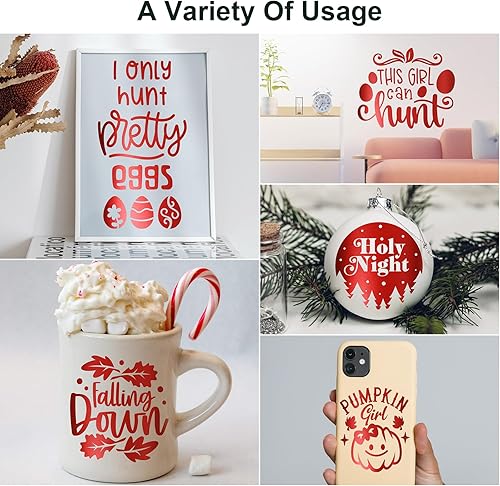 Miniatura 2 de GIRAFVINYL Vinilo permanente rojo, rollo de vinilo metálico mate de 12 pulgadas x 6 pies, vinilo adhesivo rojo para decoración del hogar, automóvil,