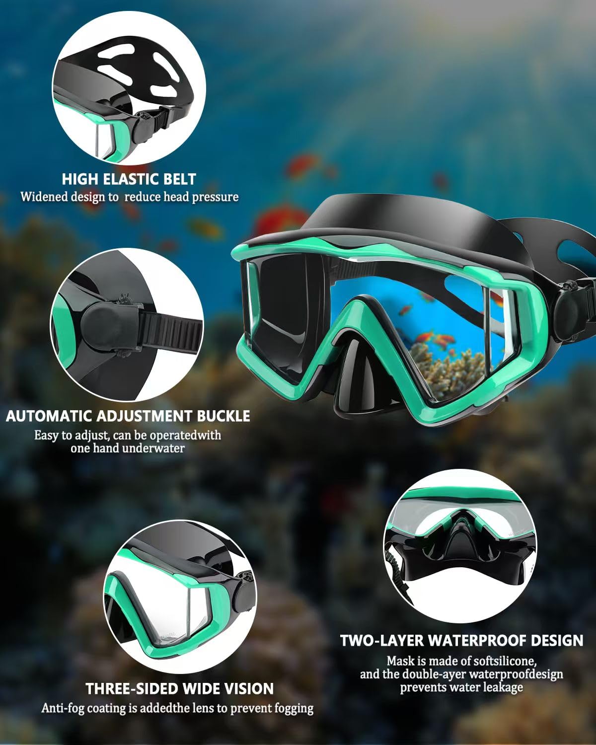 Maska do nurkowania, przeciwmgielna, odpowiednia dla dorosłych, do nurkowania, pływania, snorkelingu