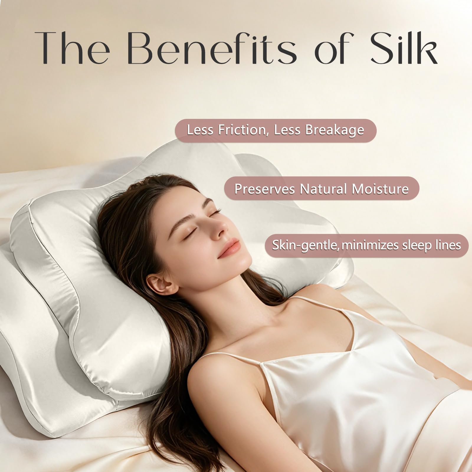 ZIMASILK 22 Momme Mulberry Silk Cervical Pillow Case, Ivory