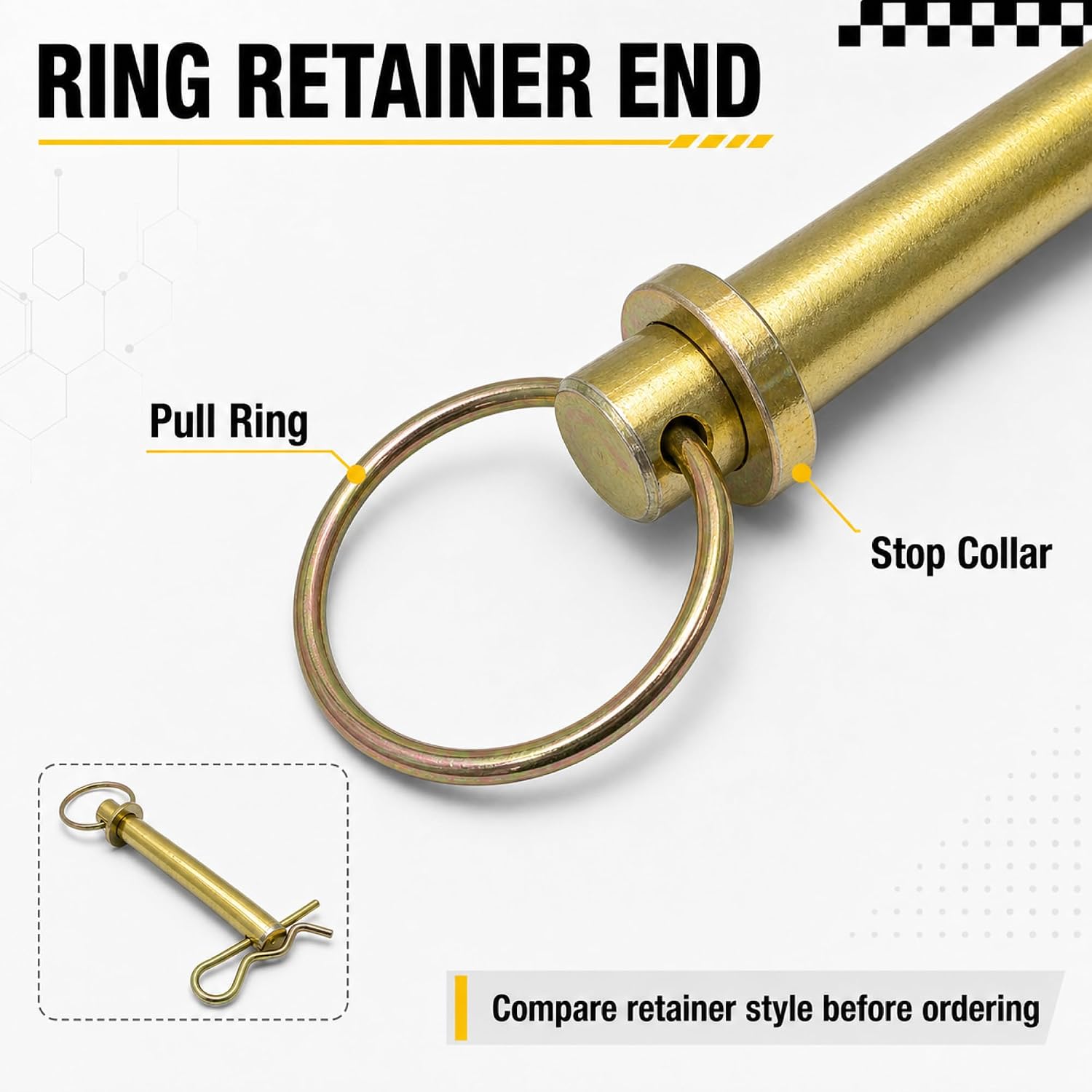 014973159535 1/2 x 6-1/4 Inch Swivel Hitch Pin, Steel Trailer Hitch Pin with Swivel Retainer Handle, Replacement Pin for Farm Equipment, Utility Trailers, Tractors and Lawn Equipment, 1 Pack
