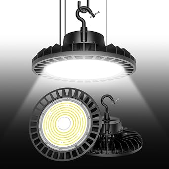 BBESTLED 200W LED High Bay Lights UFO High Bay LED Shop Lights, 30000LM 5000K, 0-10V Dimmable, 5 Cable Plug, IP65 Waterproof, ETL Listed Plug & Play Lighting High Bay for Gym Factory Warehouse