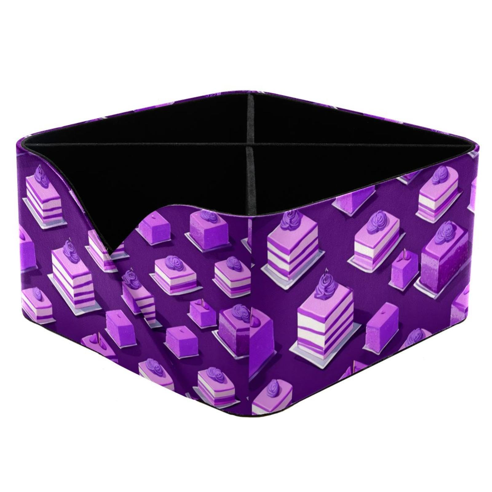 Boîte de rangement violette motif dessert pour bureau et école
