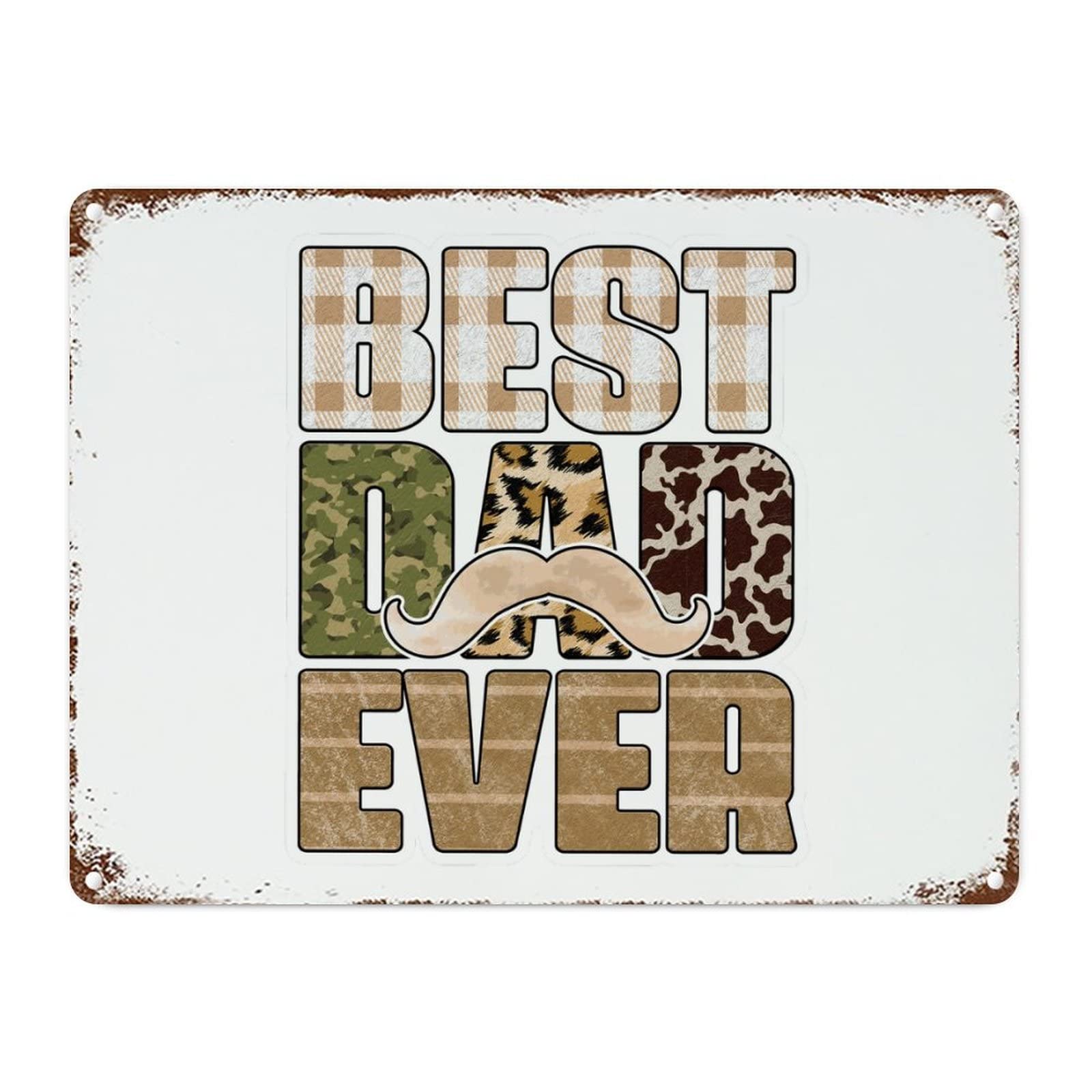 ENEDNATE Best Dad Ever Vintage Metal Sign 12x16 Inch Modern Waterproof Aluminum Tin Signs for Indoor & Outdoor Home Decoration Wall Art Poster