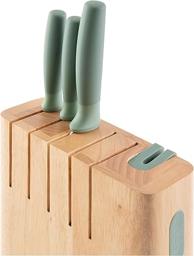 Miniatura 9 de BergHOFF Forest - Juego de 6 bloques de cuchillos, hoja afilada de acero inoxidable, mango suave al tacto, bloque de madera, ranuras anchas,