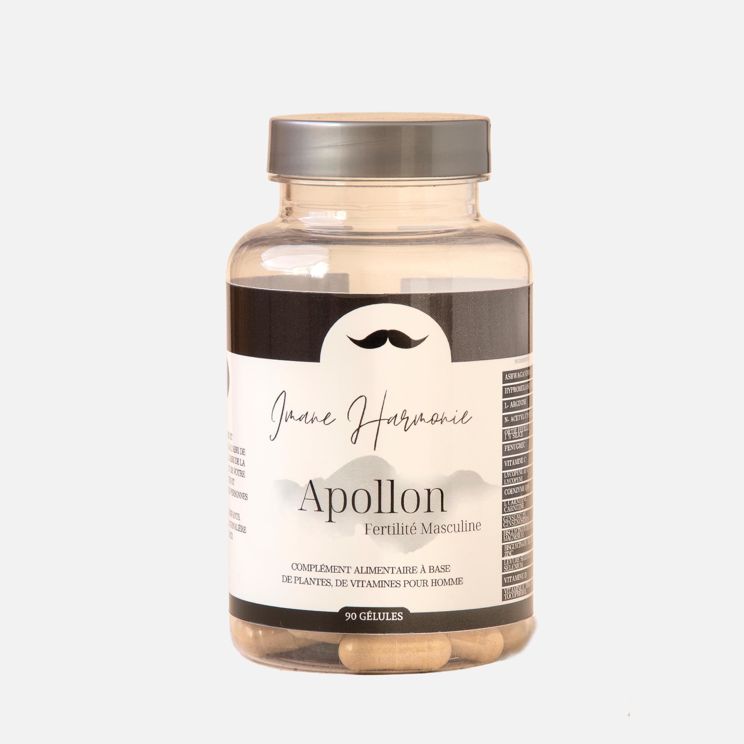 IMANE HARMONIE Complément Alimentaire Naturel Fertilité Homme APOLLON - Qualité Sperme & Testostérone - Ashwagandha Zinc Coenzyme Q10 - Cure 90 Jours - 90 Gélules