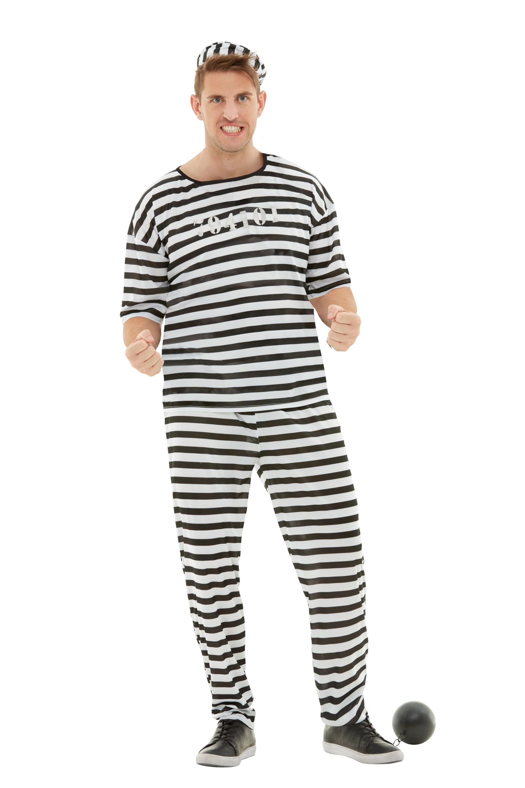 Funidelia Men's Costume With Accessory | Prisoner Costume With Ball Large Size For And Wo Thief & Robber - Costume For Adults Accessory Fancy Dress & Props For Halloween, Carnival & Parties - Size 3XL