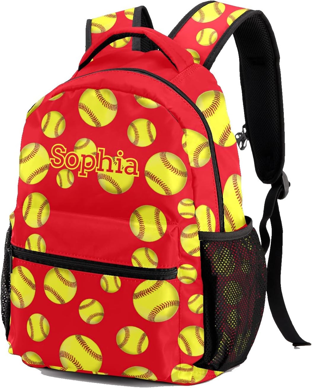 Custom Softball Red Personalized Causual Shoulder Bag Sports Leisure Camping Backpack for Women Men