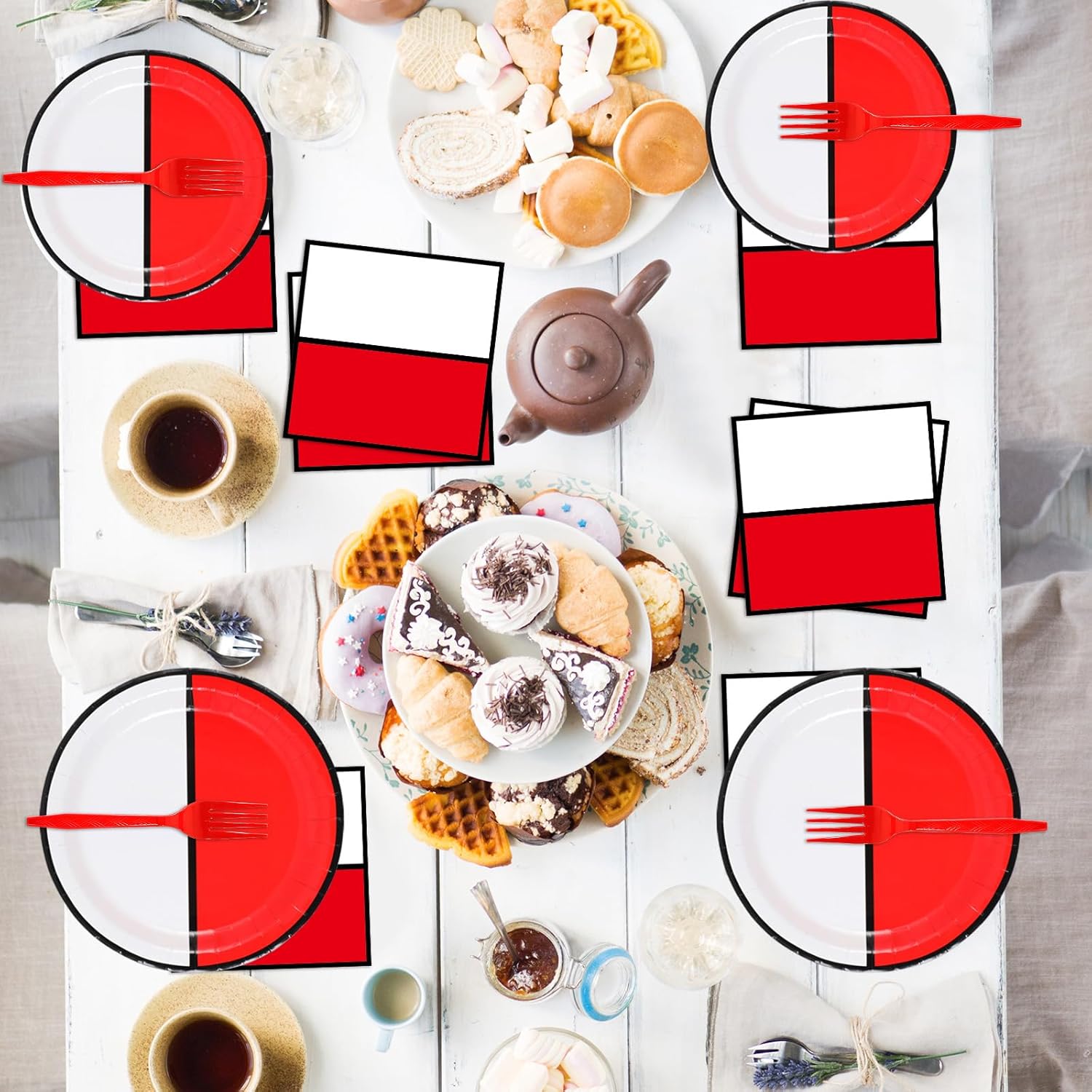 96PCS Cartoon Ball Parties Tableware Happy Birthday Party Plates Napkins Decoration Cartoon Animated Parties Dinnerware Set Cartoons Animation Game Themed Table Decor for Kid Birthday Parties Supplies image 5 of 7 B0F6MGDBM6