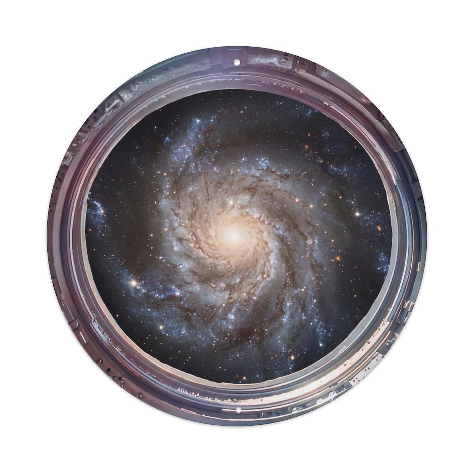 Metal Tin Sign Spiral Galaxy Arms from Space Station Porthole