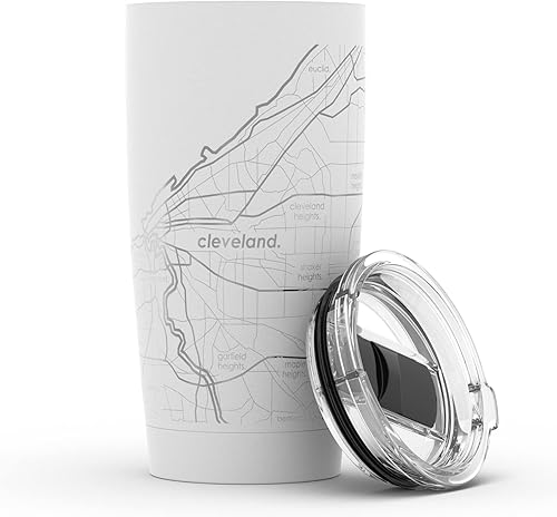 Vista 346 de Well Told Vaso de café aislado con diseño de mapa de Nueva York grabado, taza de acero inoxidable grabada (20 onzas, negro) con aislamiento de mapa