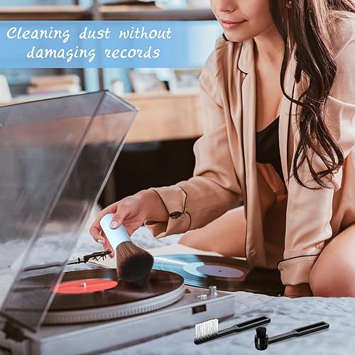 Vista 44 de 3 piezas de cepillo de limpieza de discos de vinilo de madera, antiestático, kit de limpiador de vinilo, accesorios de jugador, regalo para amantes