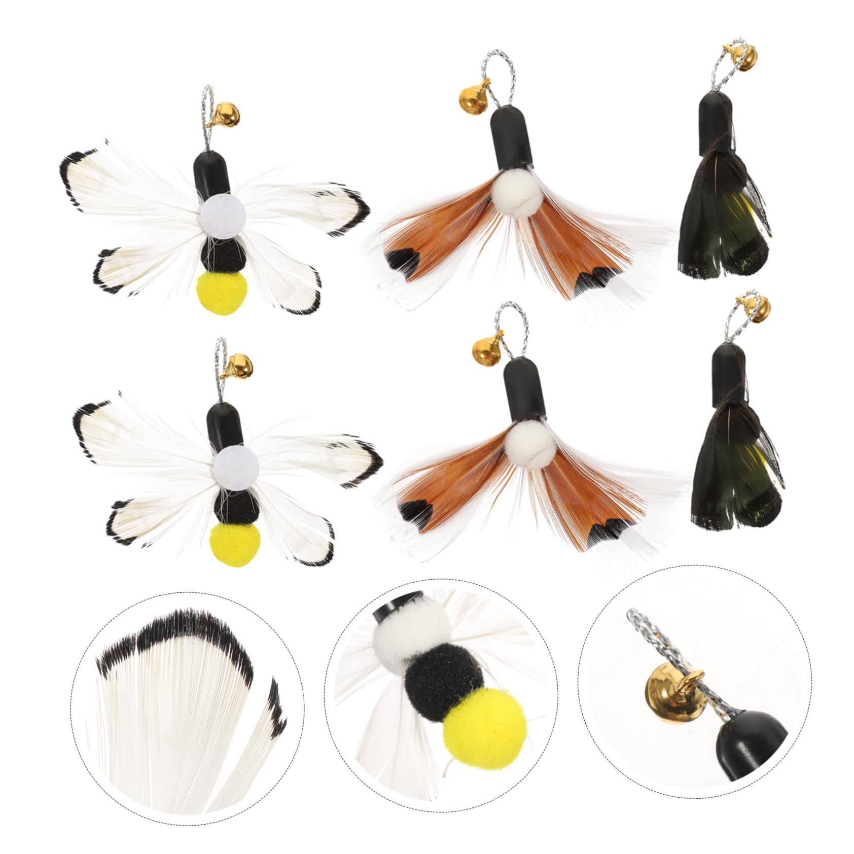 Yardwe 30pièces Recharges pour Canne à Chat Têtes Plume Et Insectes Jouets pour Intérieur