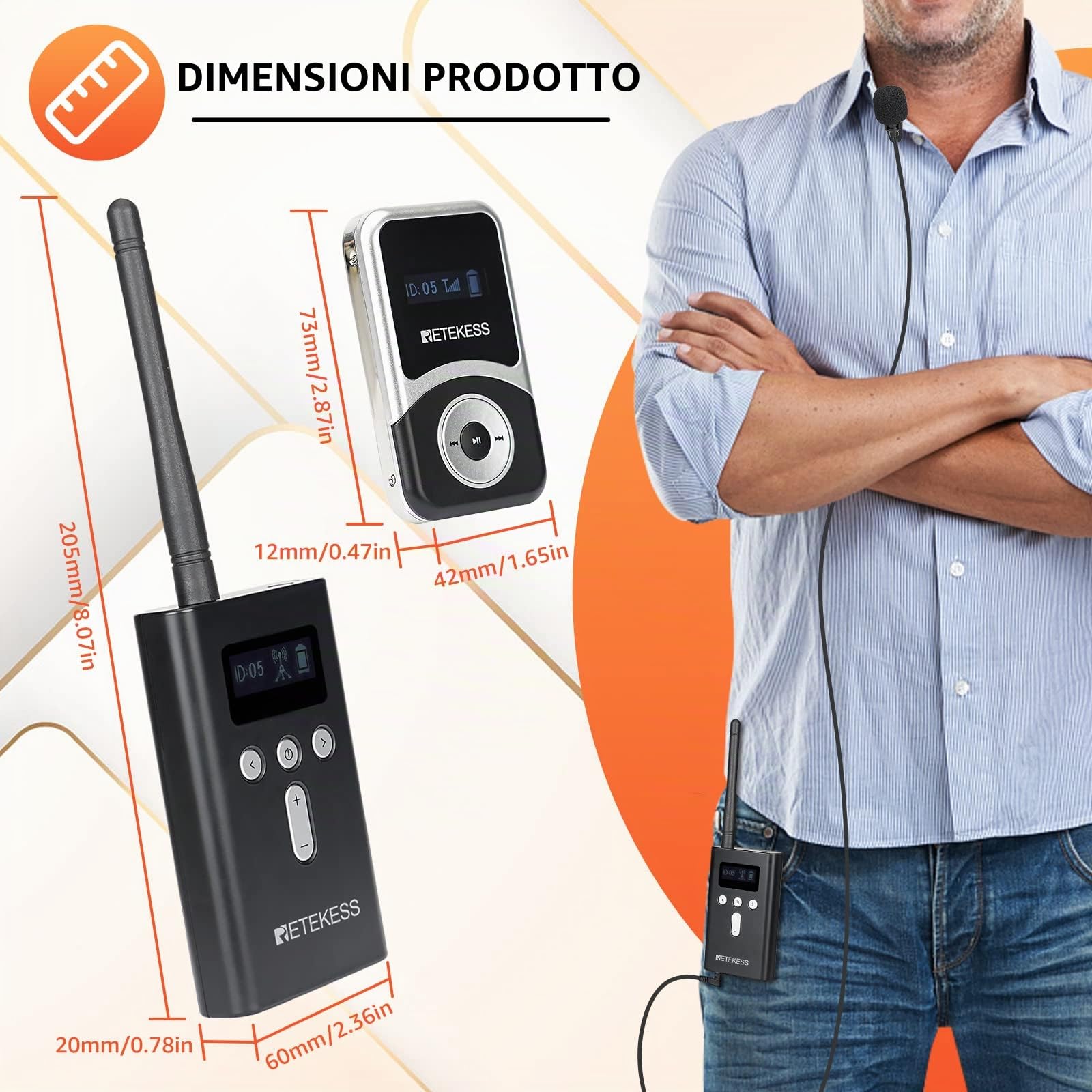 Retekess T130S (T130 2rd) Wireless Tour Guide System, Sistema di Guida Turistica, 100M, con un Pulsante Mute, con 2 Microfoni TT123, Con Scatola di Ricarica da 64 Slot, Per Visite Turistiche, Fabbrica