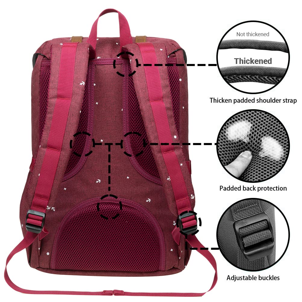 KAUKKO Mochila Tipo Casual de Hombre y Mujer para Portátil para Escuela, Viajes o Senderismo Mini tamaño (Maroon-13)