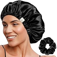 Vista 13 de YANIBEST Gorro de Satén Ajustable de Doble Capa Gorro para el Cabello para Dormir, Gorros para Mujeres, Sombreros para Cabello Natural Rizado, Rosa