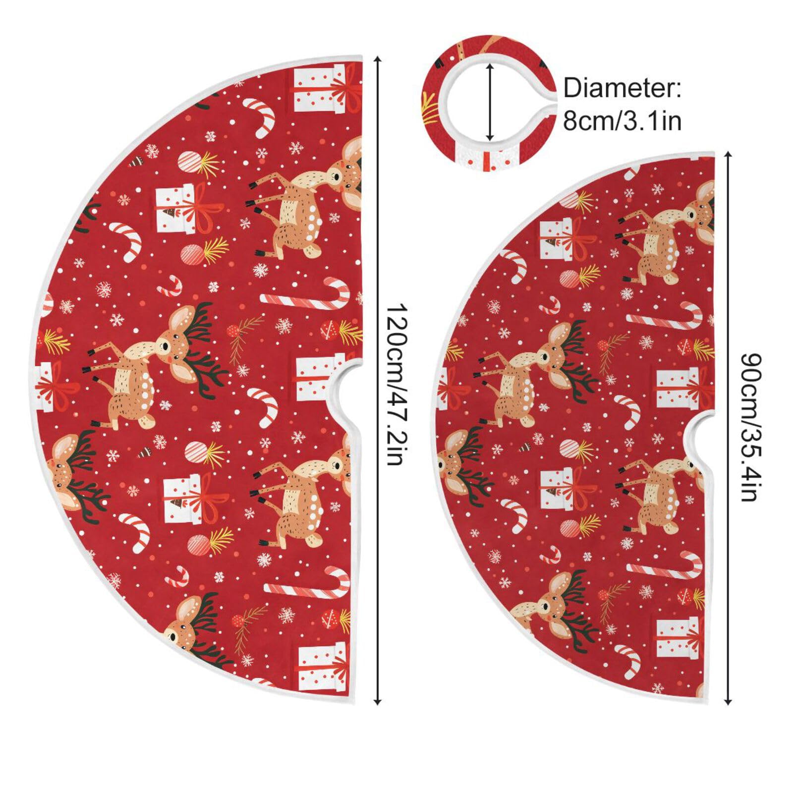 Jupe De Sapin De Noël 90 Cm - Cercle Décoratif Pour Pied De Sapin | Motif Festif, Ruban Rouge Inclus