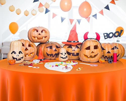 Miniatura 5 de Oudain Mantel redondo de plástico prémium de 84 pulgadas, desechables, impermeables, para fiestas, cenas, cumpleaños, campamento, picnic (blanco,