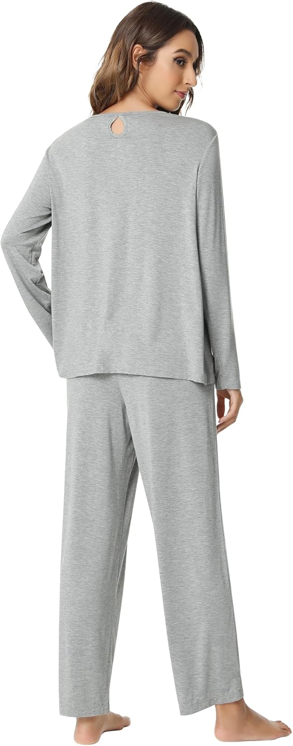 NACHILA Pajamas for Women-Viscose Made from Bamboo,Long Sleeve Pajama Sets Comfy Loungewear Pleated Pjs - Image 2
