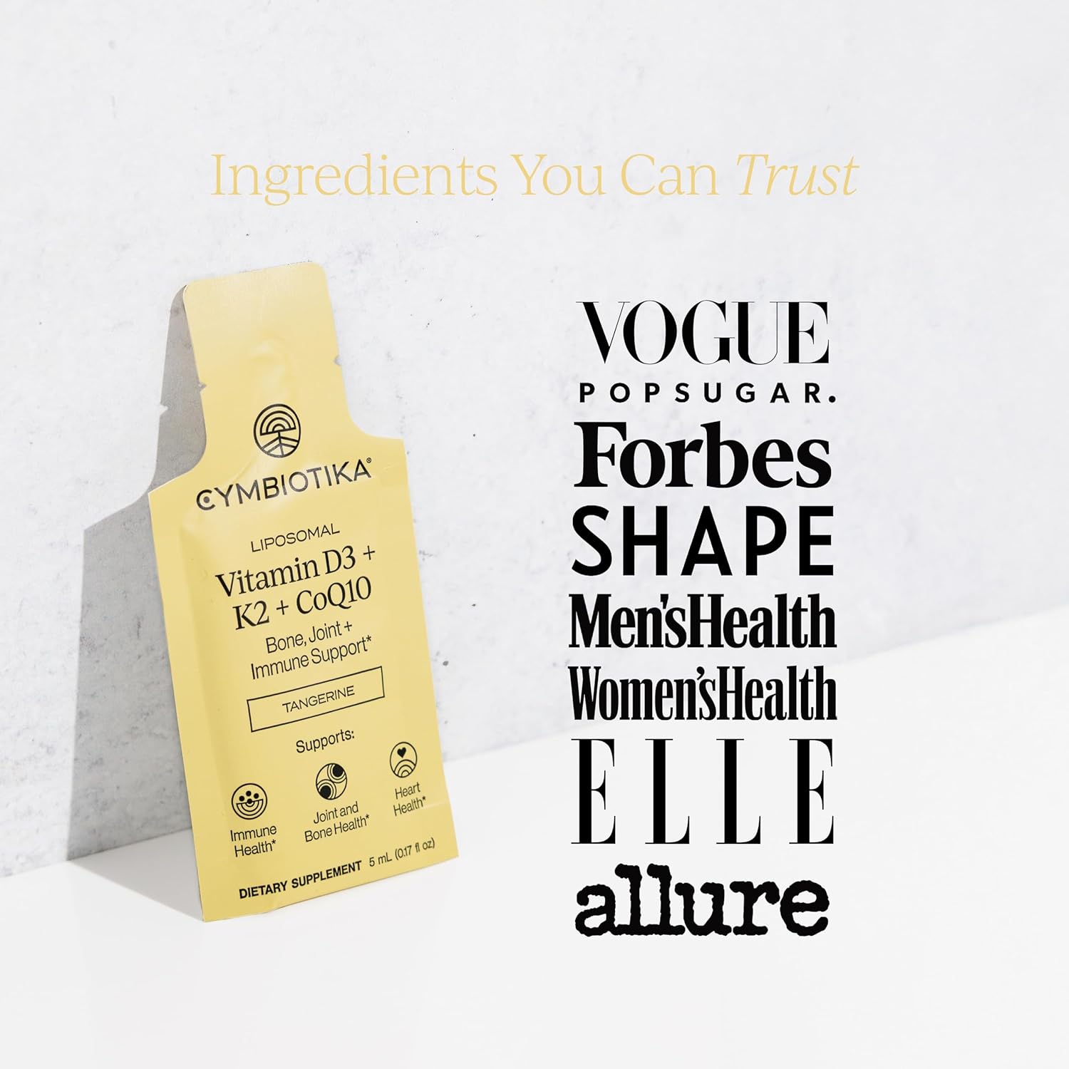 CYMBIOTIKA Liposomal Vitamin D3 + K2 + CoQ10 Liquid Supplement, Enhanced Absorption, Joint + Bone Health, Immune Support, Heart Health, Gluten Free, Soy Free, Plant-Based, 28 5 mL Packets - Image 4