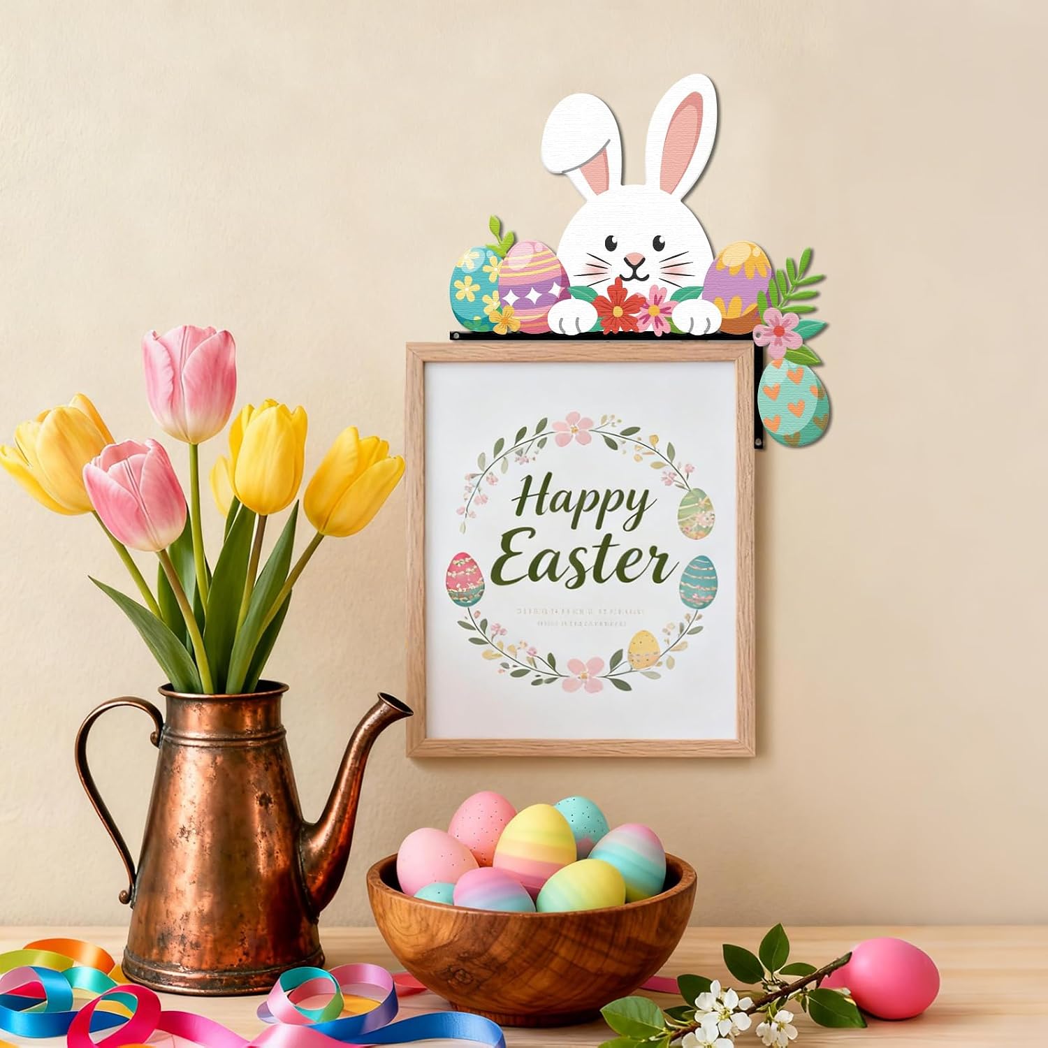 CUTHOLLOW Bunny and Egg Metal Door Frame Decoration image 4