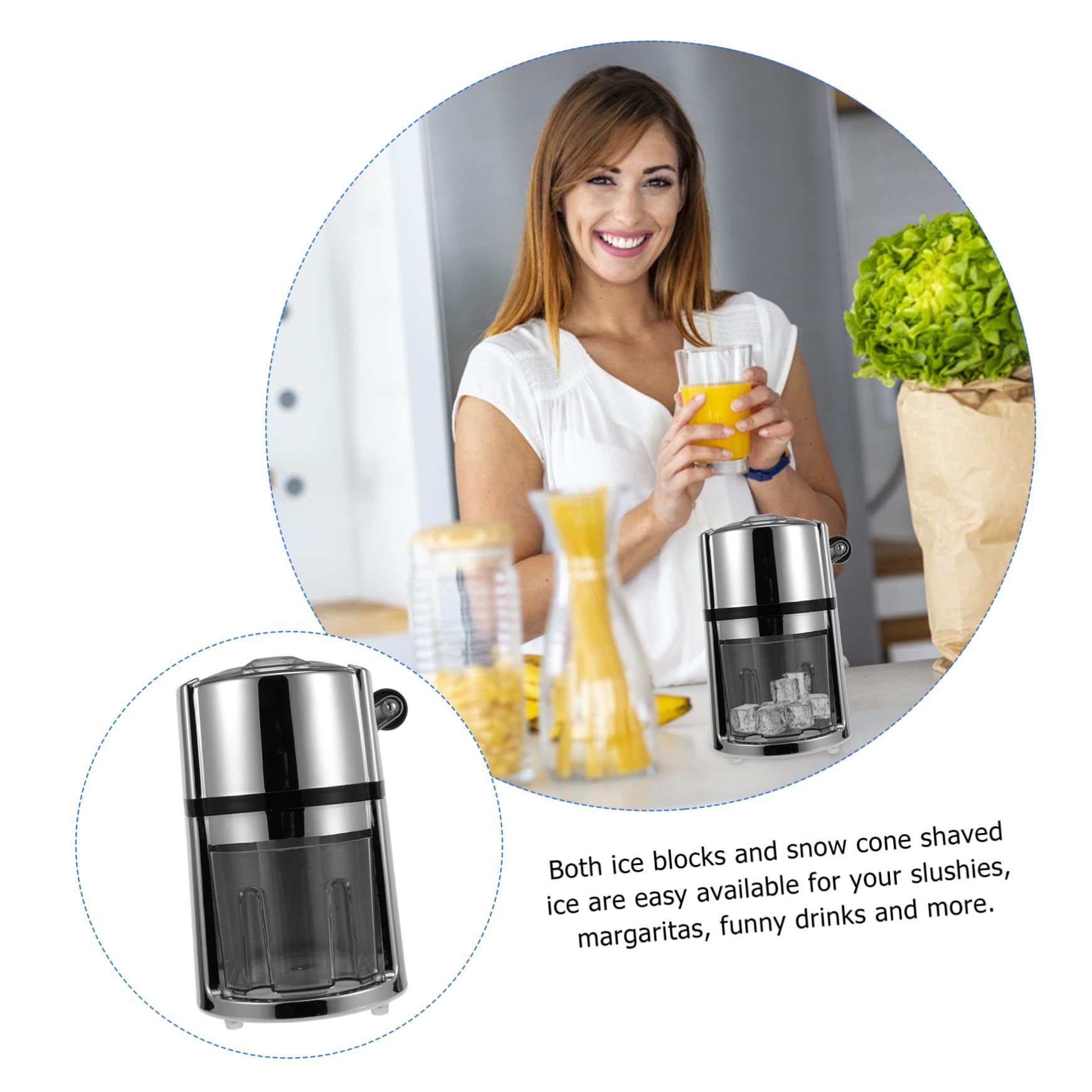 Toddmomy Trituradora Hielo Manual Portátil con Manivela Picadora Hielo Abs Acero Inoxidable para Granizados para Bebidas y Cócteles sin Electricidad Uso Doméstico y Bar