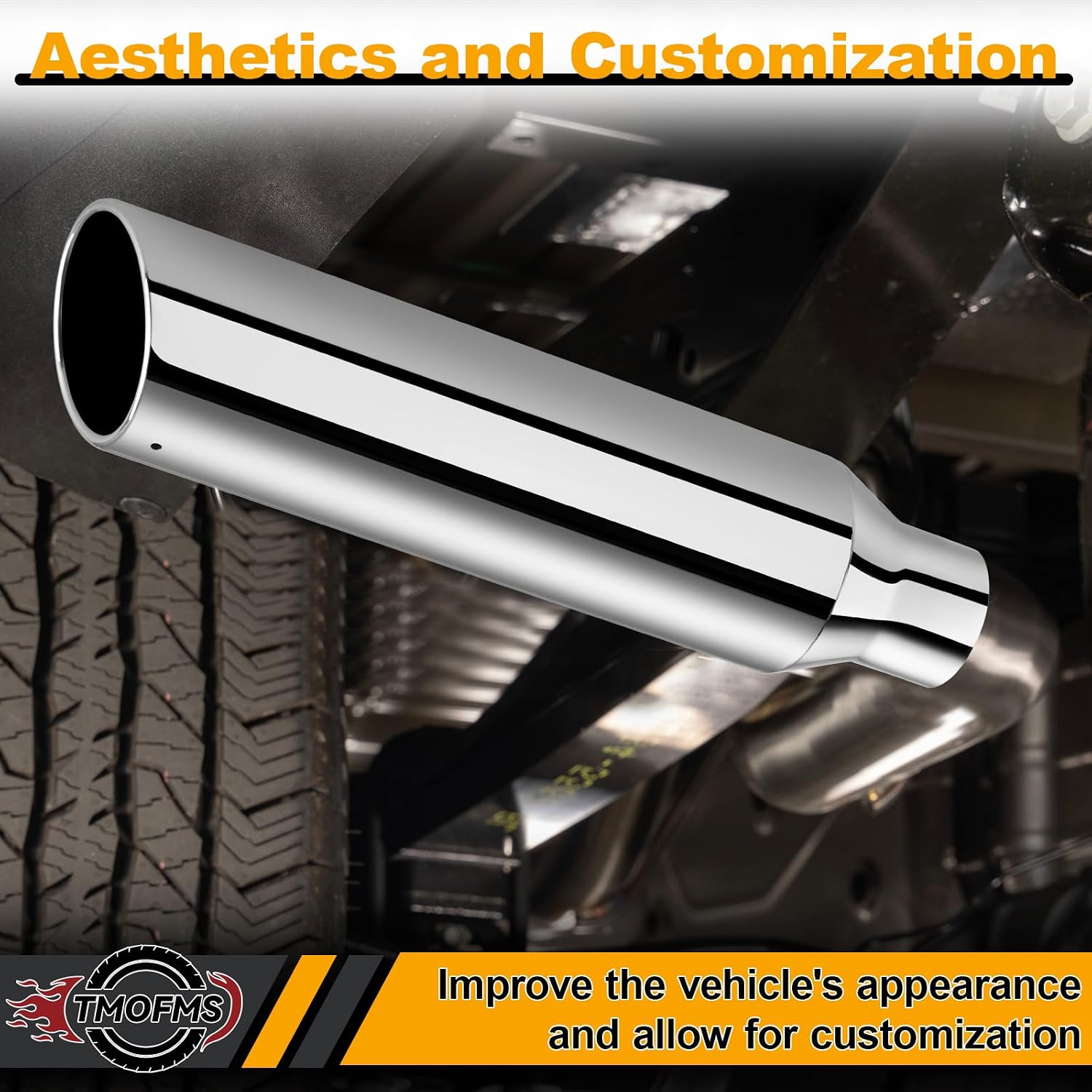 Exhaust Tip 2.5" Inlet, 4" Outlet 18" Overall Length, Premium Stainless Steel with Rust Resistant Polished Finish, Rolled Angle Cut, Weld-On Installation, for Truck Diesel Tail Pipe,2 Pack
