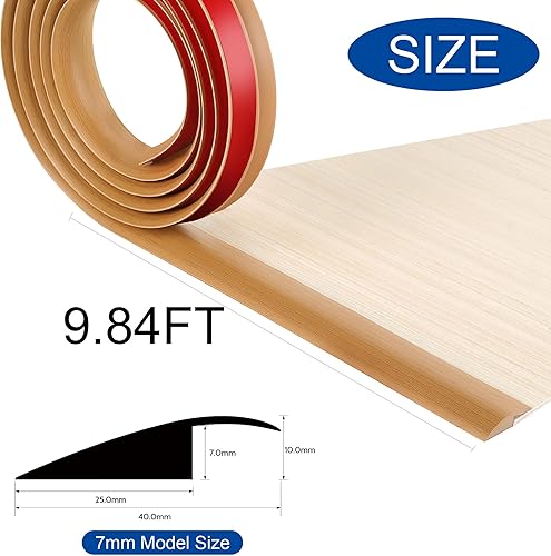 Miniatura 3 de BNELL Tira de transición de suelo autoadhesiva de PVC para alfombras y bordes de piso, transición de umbral adecuada para altura de umbral de menos