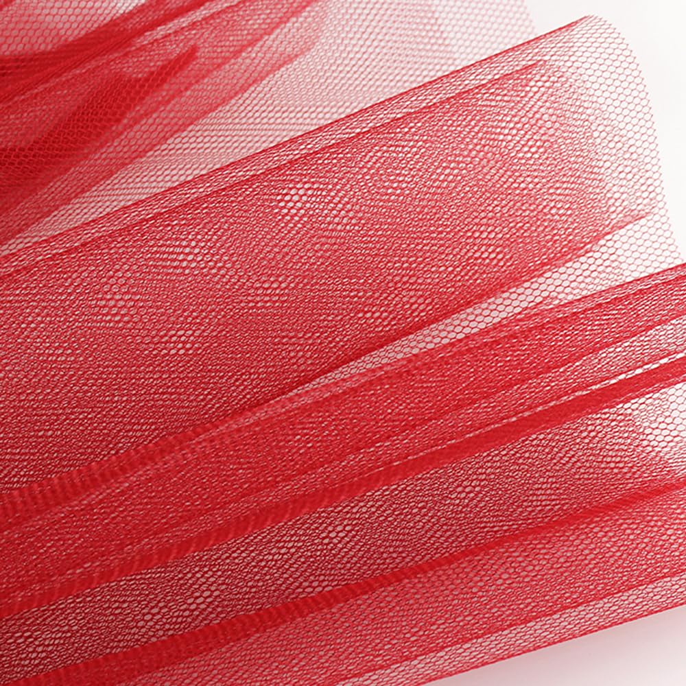 Red Netting Fabric, 1.8mx1m High Hardness Resin Net Mesh Fabric for Sewing Clothing Hat Decoration