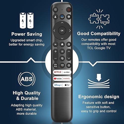 Miniatura 7 de Solo para TCL-Google-TV, reemplazo de control remoto, RC813 compatible con TCL QM8QM7Q7Q6Q5S5S4S3 4K UHD HDR LED QLED QD-Mini LED Full-HD Smart TV
