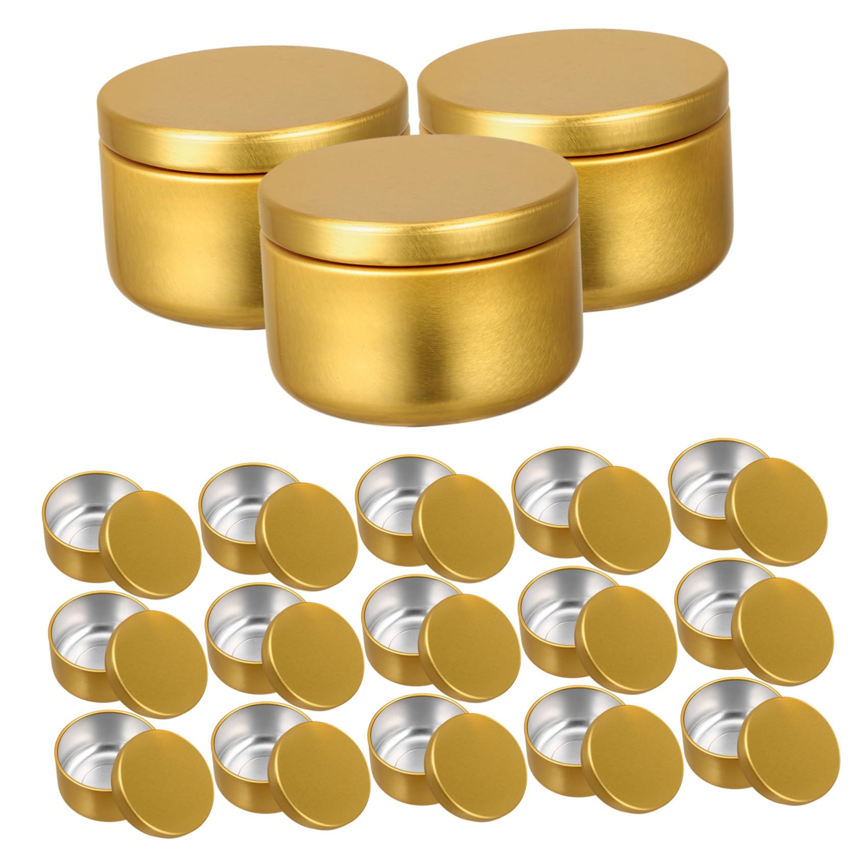 ULDIGI 24Pcs Aluminum Candle Tins Round Storage Containers for Candle Making Crafts and Party Favors Durable Jars for Spices and Cosmetics