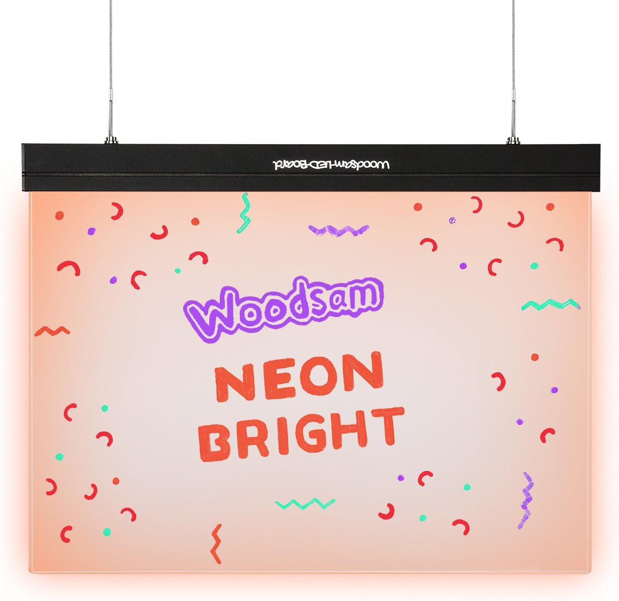 Woodsam 16"X12" LED Message Writing Drawing Board, Clear Glass with Remote Controlled Multiple Colors, Flash Modes