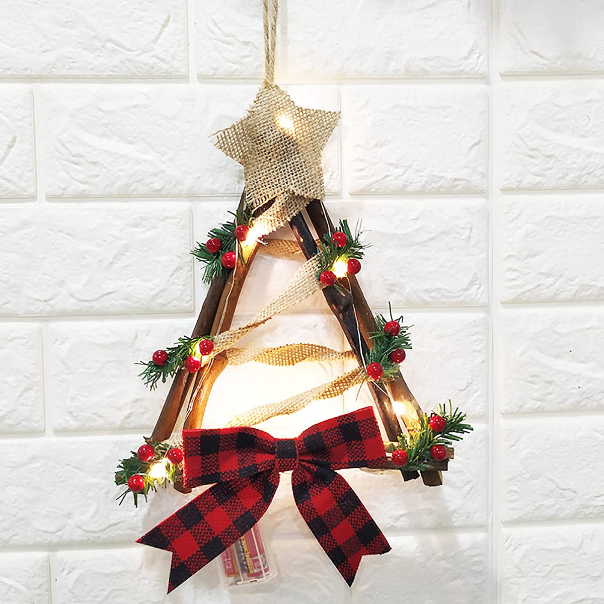 Ghirlanda Natale LED POCKETMAN A Forma Di Pupazzo Di Neve Con Fiocco E Cappello - Decorazione Da Parete 40x20 Cm - 2