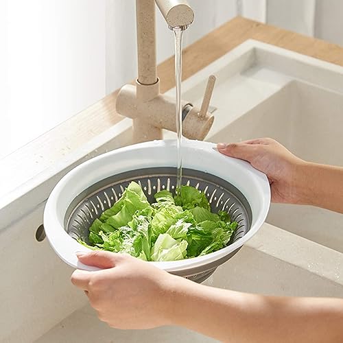Miniatura 2 de Colador plegable (5 cuartos de galón), juego de 2 filtros de cocina de silicona de grado alimenticio, colador plegable de cocina para pasta