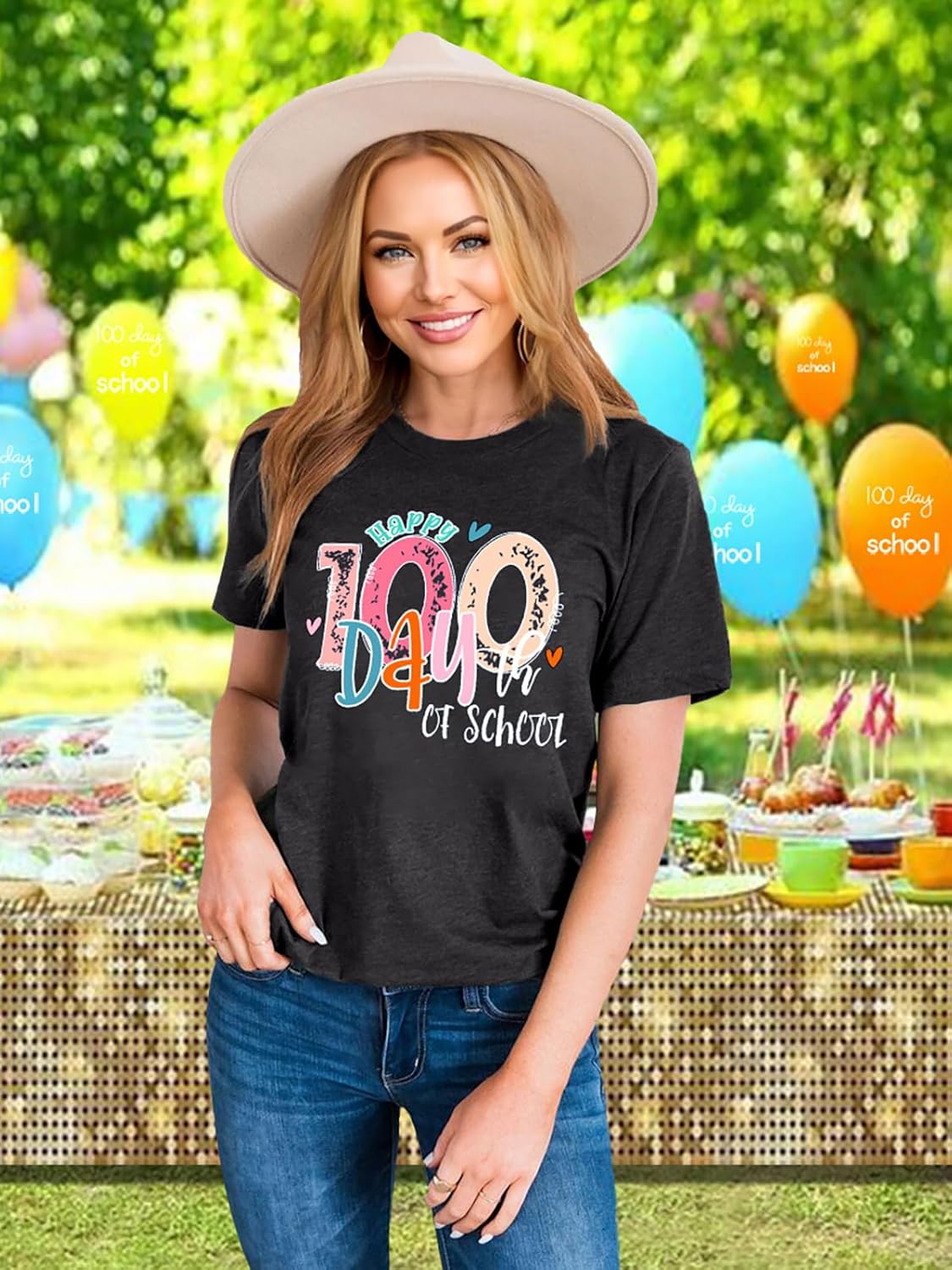 100th Day of School Shirt for Women 101 Day of School Tshirt Short Sleeve Graphic Teacher Outifits - Image 5