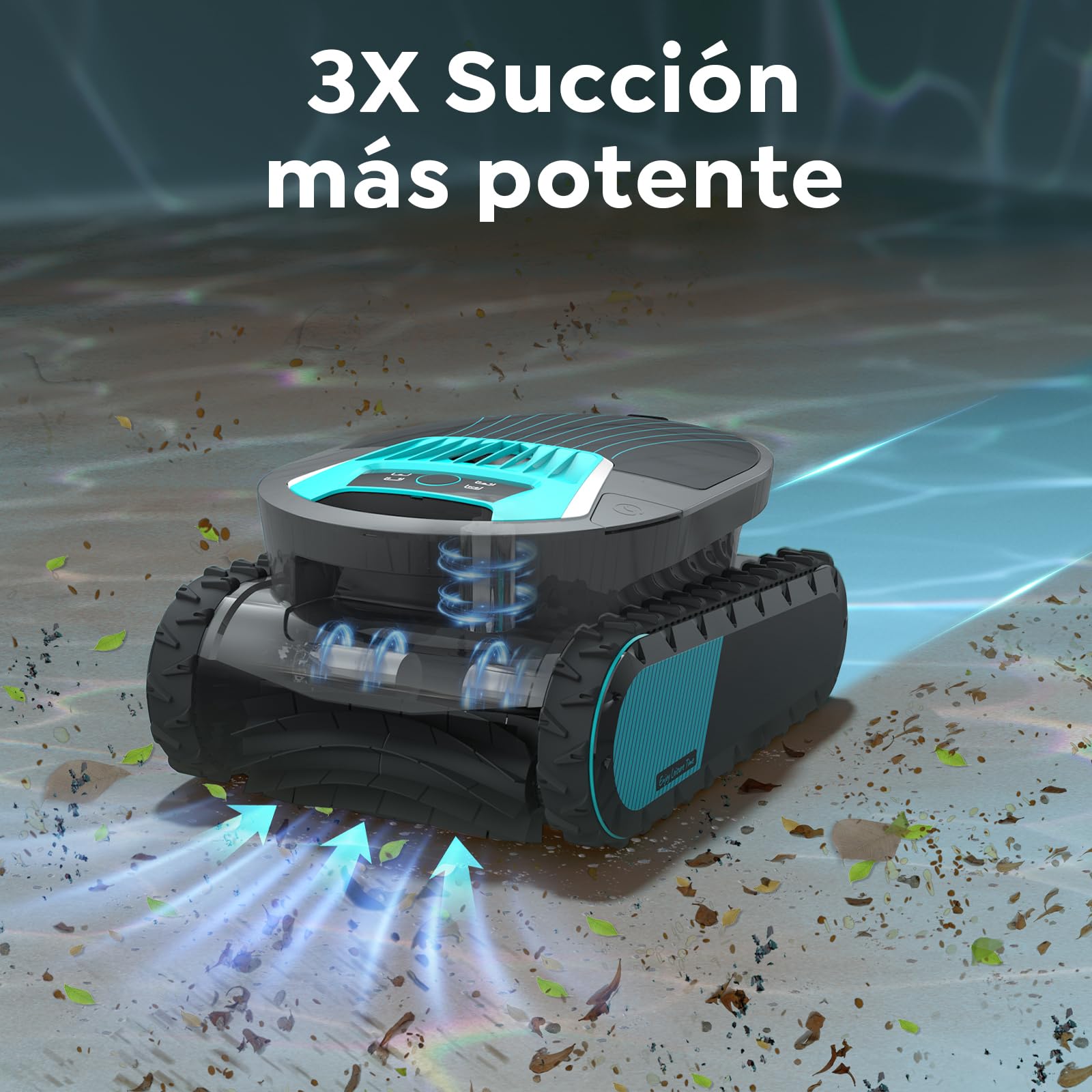 Pleco Pro Robot Limpiafondos Piscina, Autonomía 210 Min, Doble Filtro, 7 Modos, Control App, Limpiafondos Piscina Automático, 200 m²,Grafito