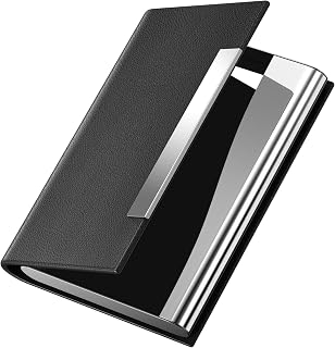 Padike Slim PU Leather Business Card Holder with RFID Blocking, Magnetic Closure & Stainless Steel - Professional Credit ID Case for Men Women