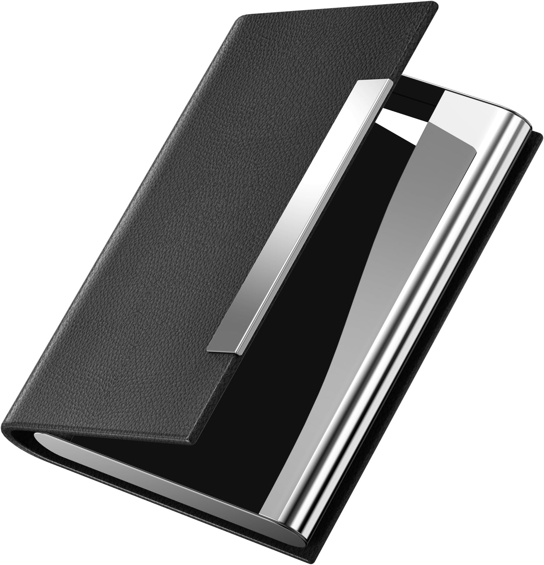Padike Business Card Holder/ Case Professional PU Leather & Stainless Steel Multi Wallet Credit Card ID Case/Holder for Men & Women. (Black)