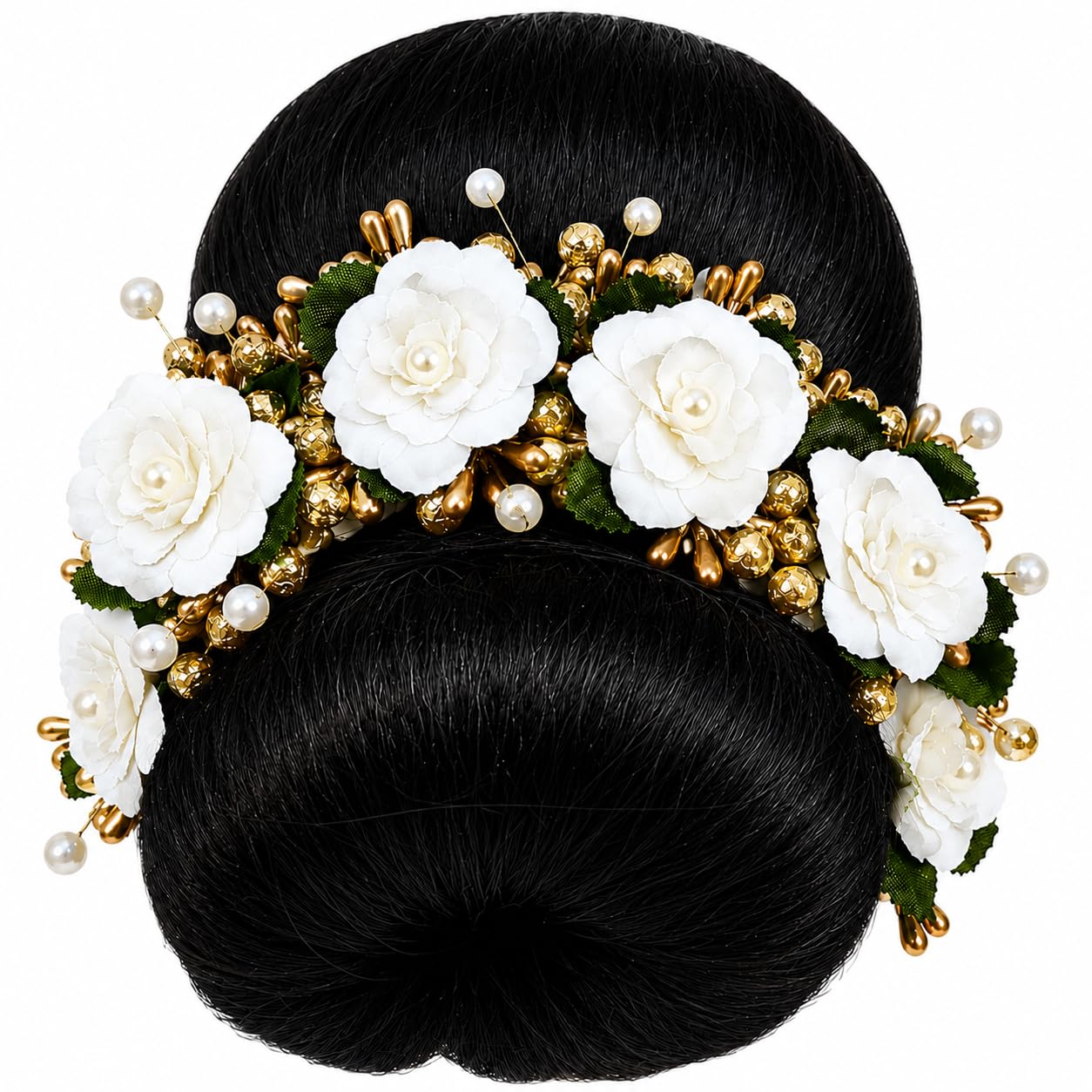 Samyak Beautiful Hair Gajra Garland Handmade Floral Wedding Bridal Bridesmaid Hair Jewellery Bun Juda | Hair Accessory, Hair Pin Clips Veni (White), Pack of 1-image-15