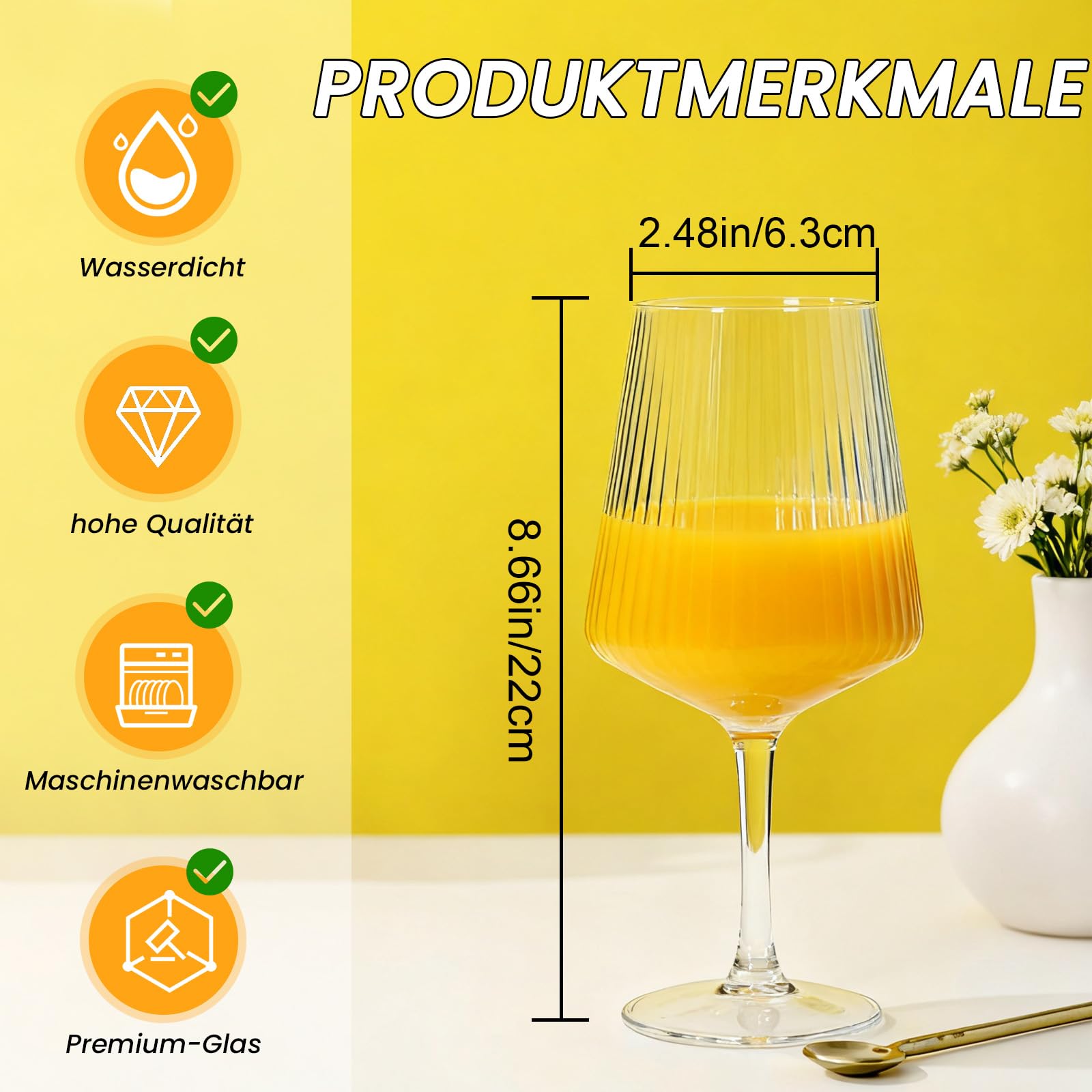 White Wine Glasses Set of 6 I White Wine Goblets 470 ml I Modern Wine Glasses Dishwasher Safe I White Wine Goblet Set Shatterproof I Like Mouth-Blown