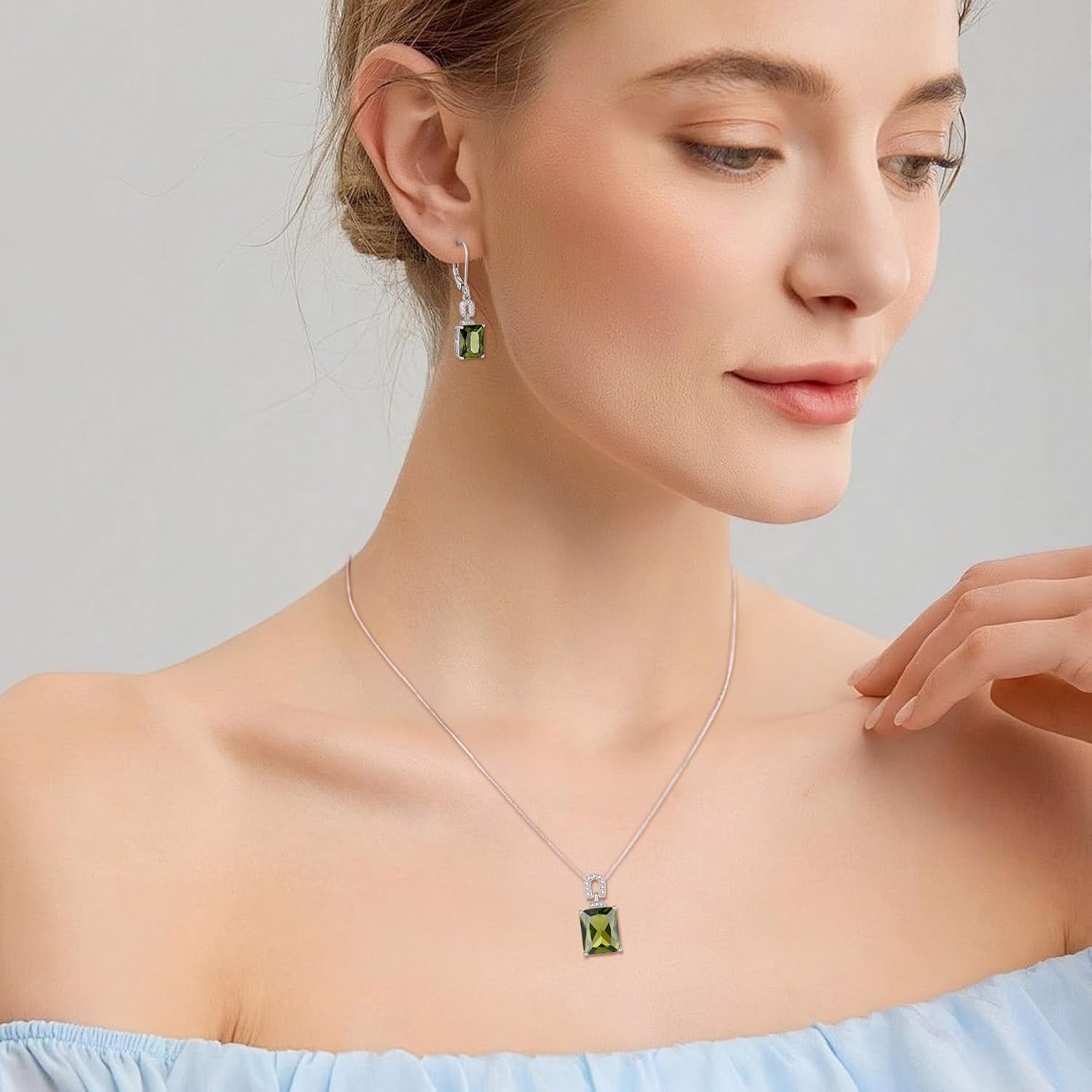 Emerald Cut Earrings 925 Sterling Silver Baguette Birthstone Dangle Drop Leverback Earrings Jewelry Gifts for Women - Image 3