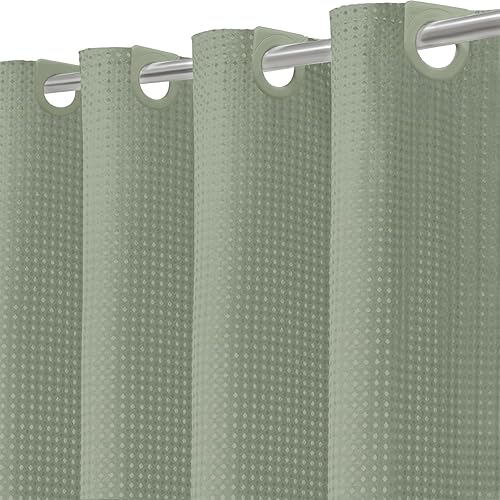 Miniatura 1 de Inhousolu - Juego de cortina de ducha sin gancho con forro de tela a presión para baño, dobladillo pesado resistente de 7.11 ozm, extraíble,