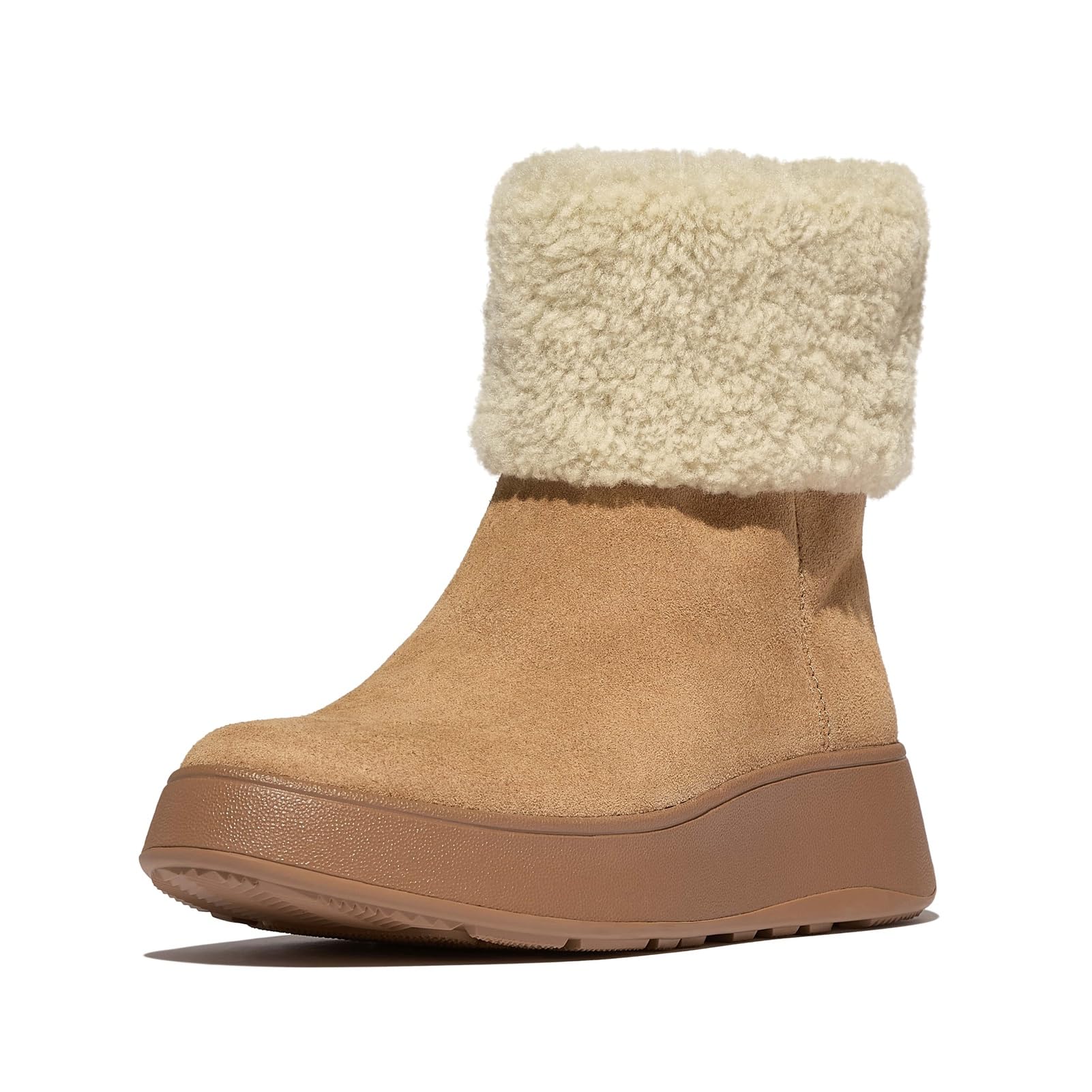 Fitflop Women's F-Mode Shearling-Collar Zip-up Suede Ankle BootsAnkle Boot