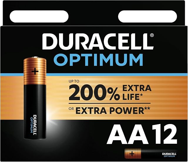 Duracell Optimum AA Alkaline Batteries [Pack of 12] 1.5 V LR6 MX1500