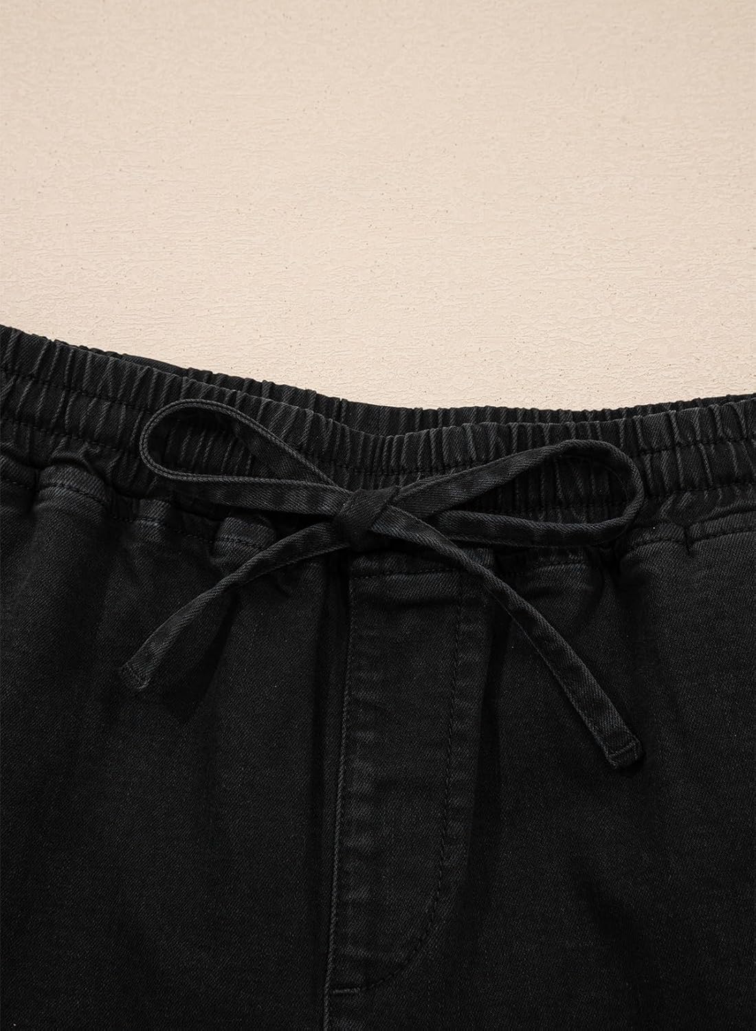 SIDEFEEL Womens Jean Shorts High Waisted Stretchy Summer Drawstring Elastic Waist Baggy Denim Shorts - Image 6