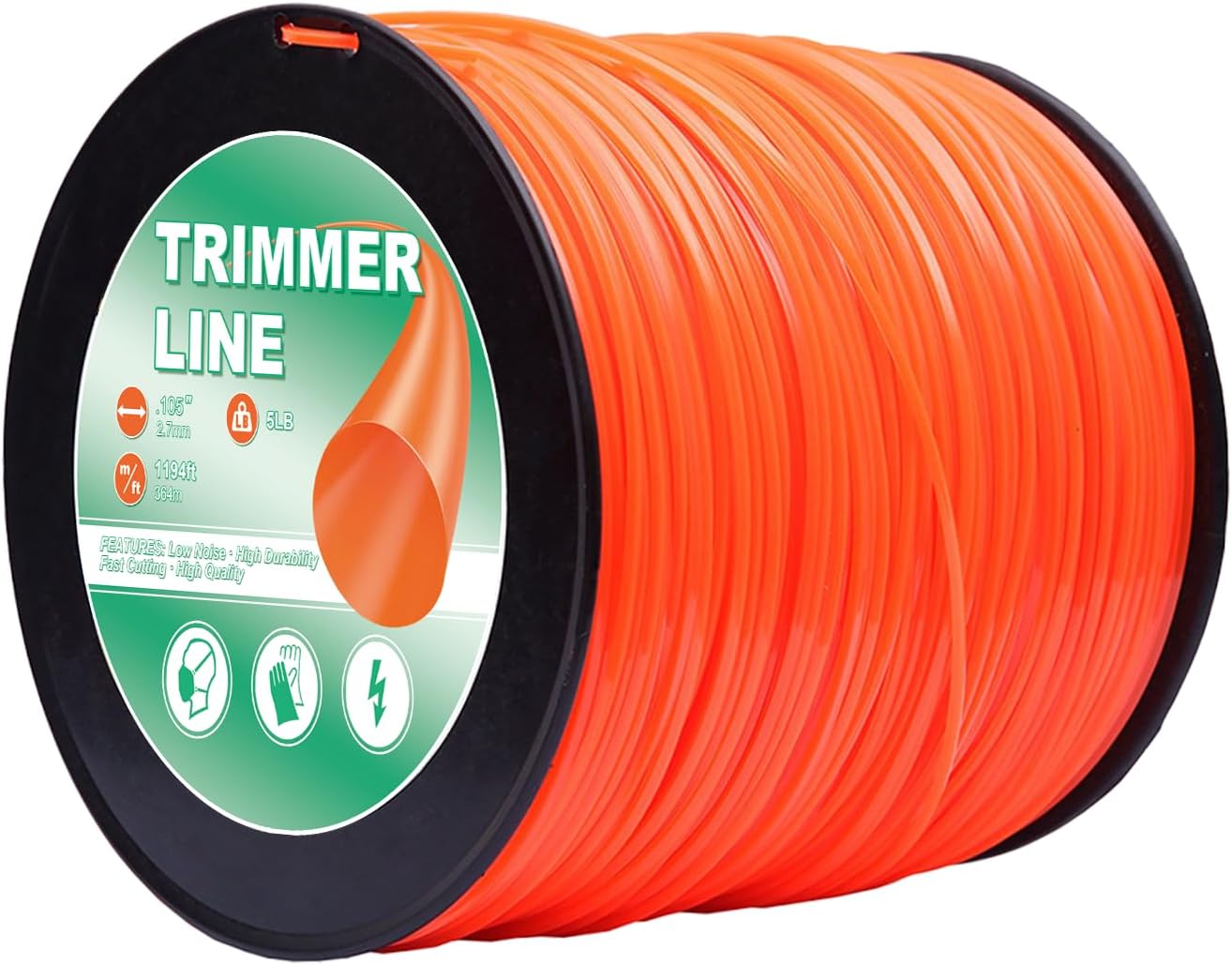 5 Pound 0.105" Heavy Duty String Trimmer Line, Weed Eater String Commercial Grade Orange Round Compatible with B ilt, T Roy, R yobi, P oulan, E cho, S THIL (1194ft)