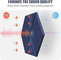 Vista 5 de Paquete de 12 paneles acústicos autoadhesivos de 12 x 10 x 0.4 pulgadas, paneles de espuma a prueba de sonido con alta densidad, diseño forrado