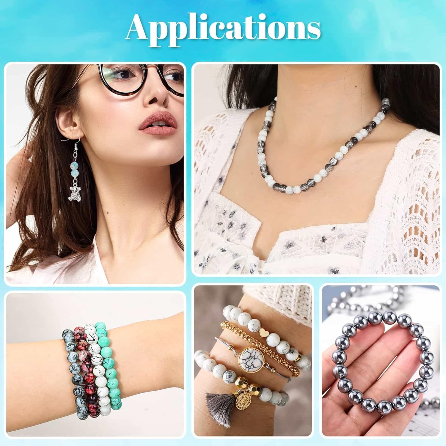 840pcs 8mm Glass Beads - 24 Colors, Round Marble Loose Beads for Men Women Bracelet Earring Necklace Jewelry Making Supplies - Image 7