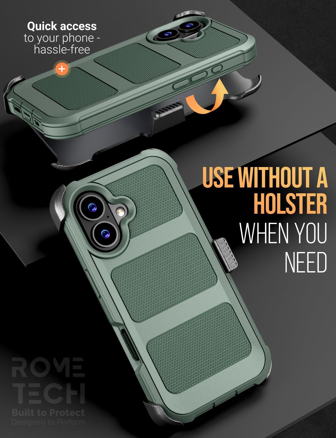 Designed for iPhone 17 Case with Belt Clip Holster, Slim Cover Phone Case for iPhone 17 - Green